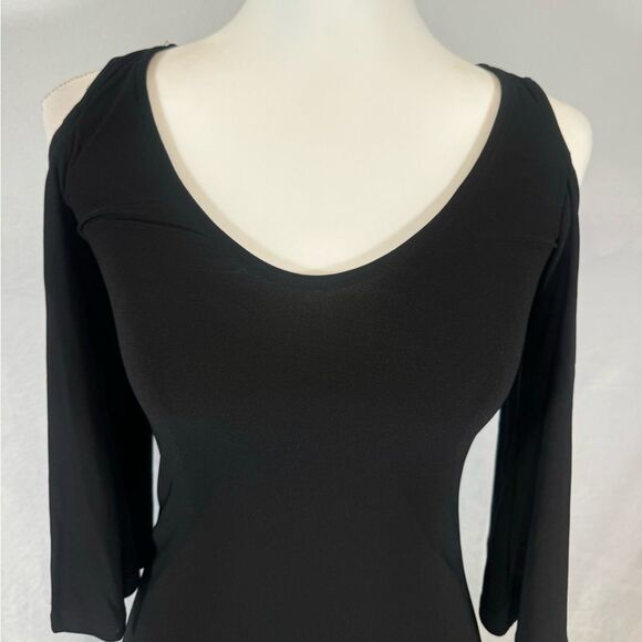 Nordstrom Jump Apparel Triasta Knit Cold Shoulder Black Dress Size XXS - Picture 2 of 6